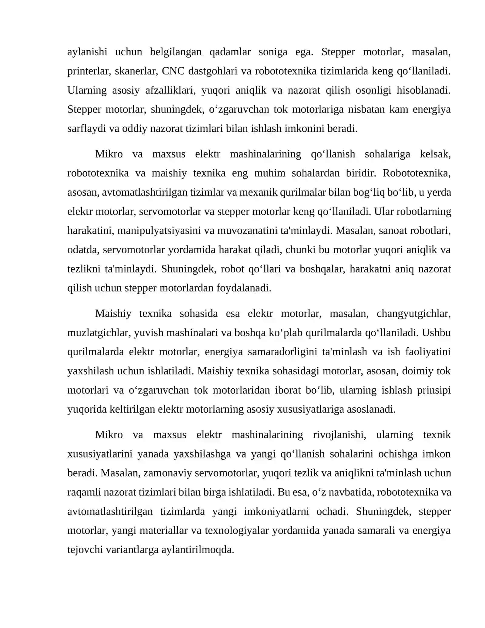 Mikro va maxsus elektr mashinalarning qoʻllanish sohasi (robotta texnika maishiy texnika) 3