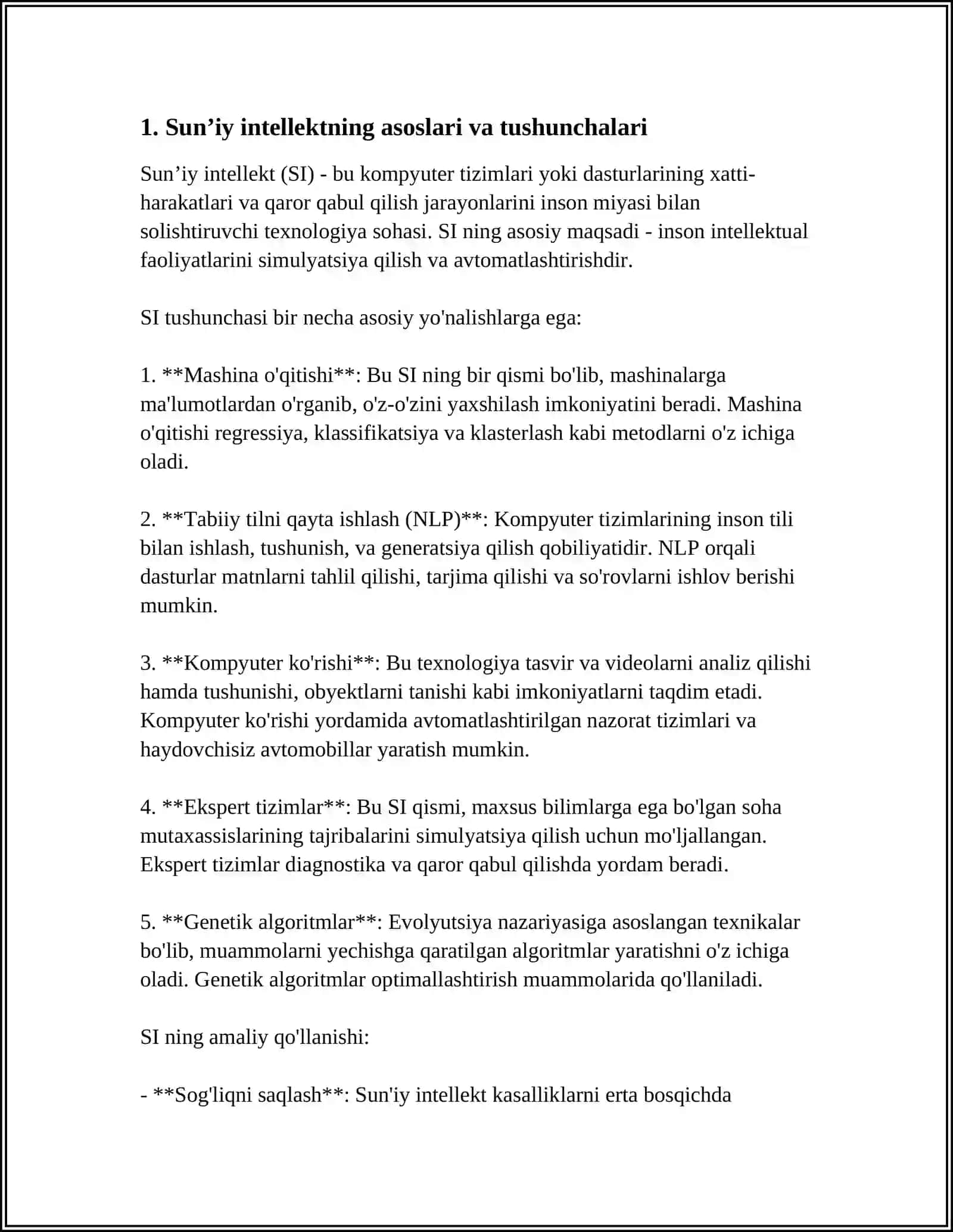 SUN'IY INTELLEKT VA UNING INSON HAYOTIDAGI TUTGAN O'RNI 3