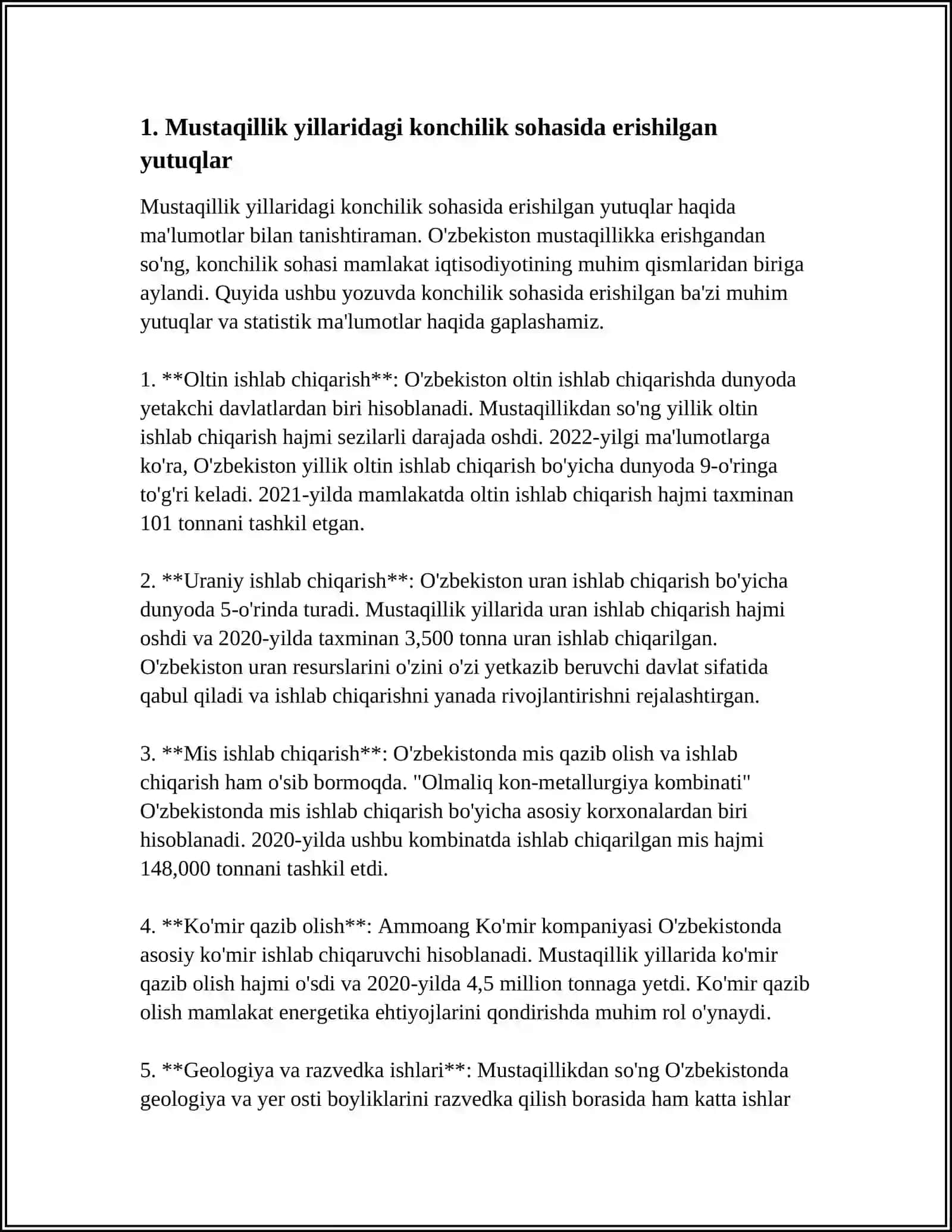 MUSTAQILLIK YILLARIDA KONCHILIK VA METALLURGIYA SANOATINING RIVOJLANISHI 3