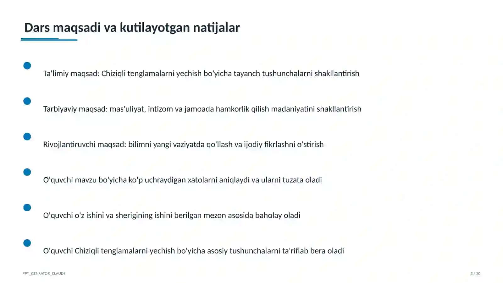 Chiziqli tenglamalarni yechish (6-sinf) 3