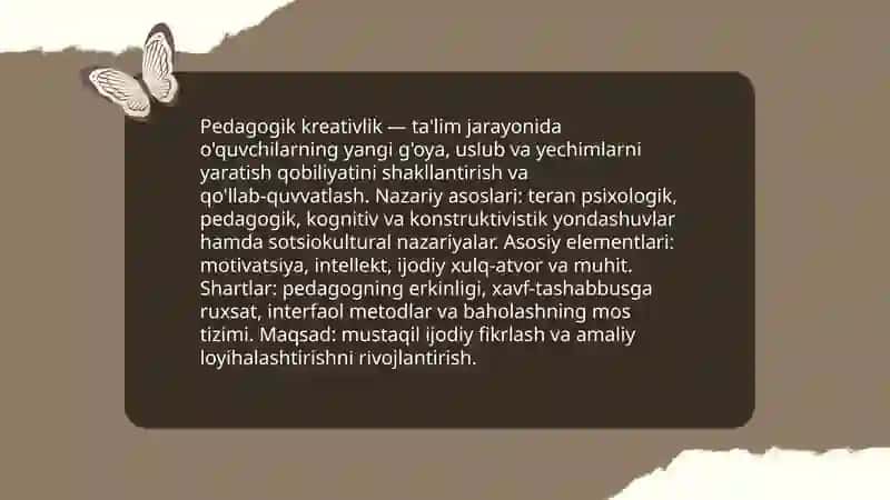 Pedagogik kreativlik va uning o’ziga xos jihatlari 3