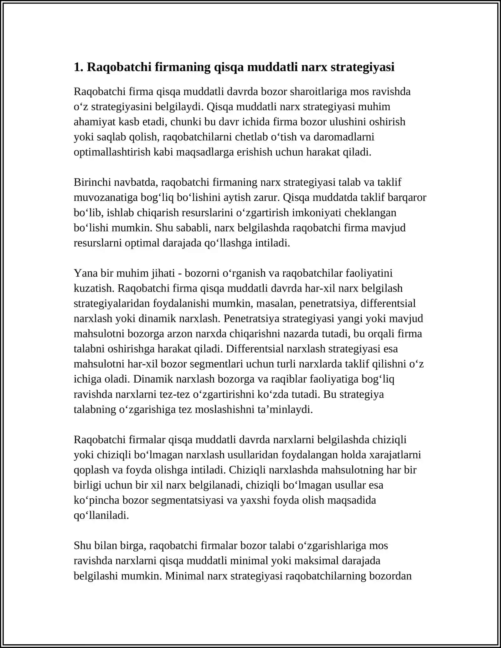 RAQOBATLASHGAN FIRMANING QISQA MUDDATLIORALIQDAGI TAKLIFI 3