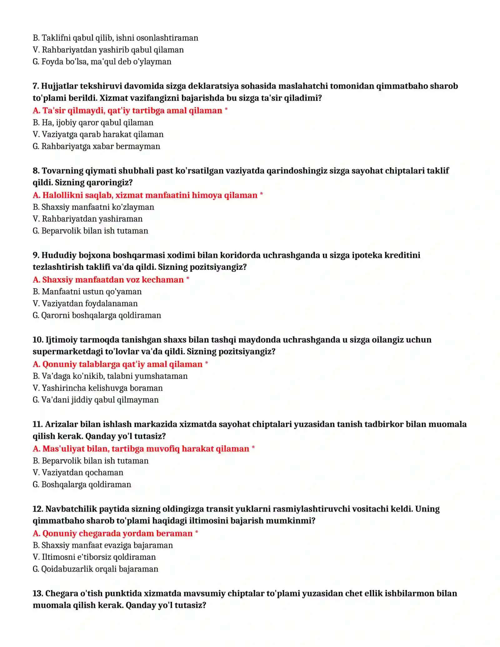 BOJXONA AKADEMIYASI - TO'LIQ TEST TO'PLAMI (№45) 3