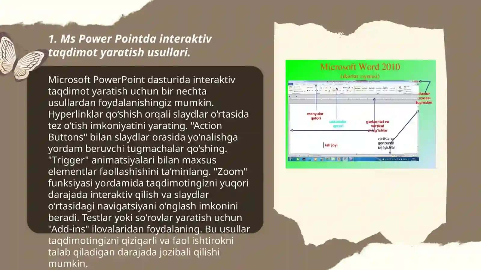 Ms Power Pointda órgatuvchi– interaktiv taqdimotlar yaratish 3