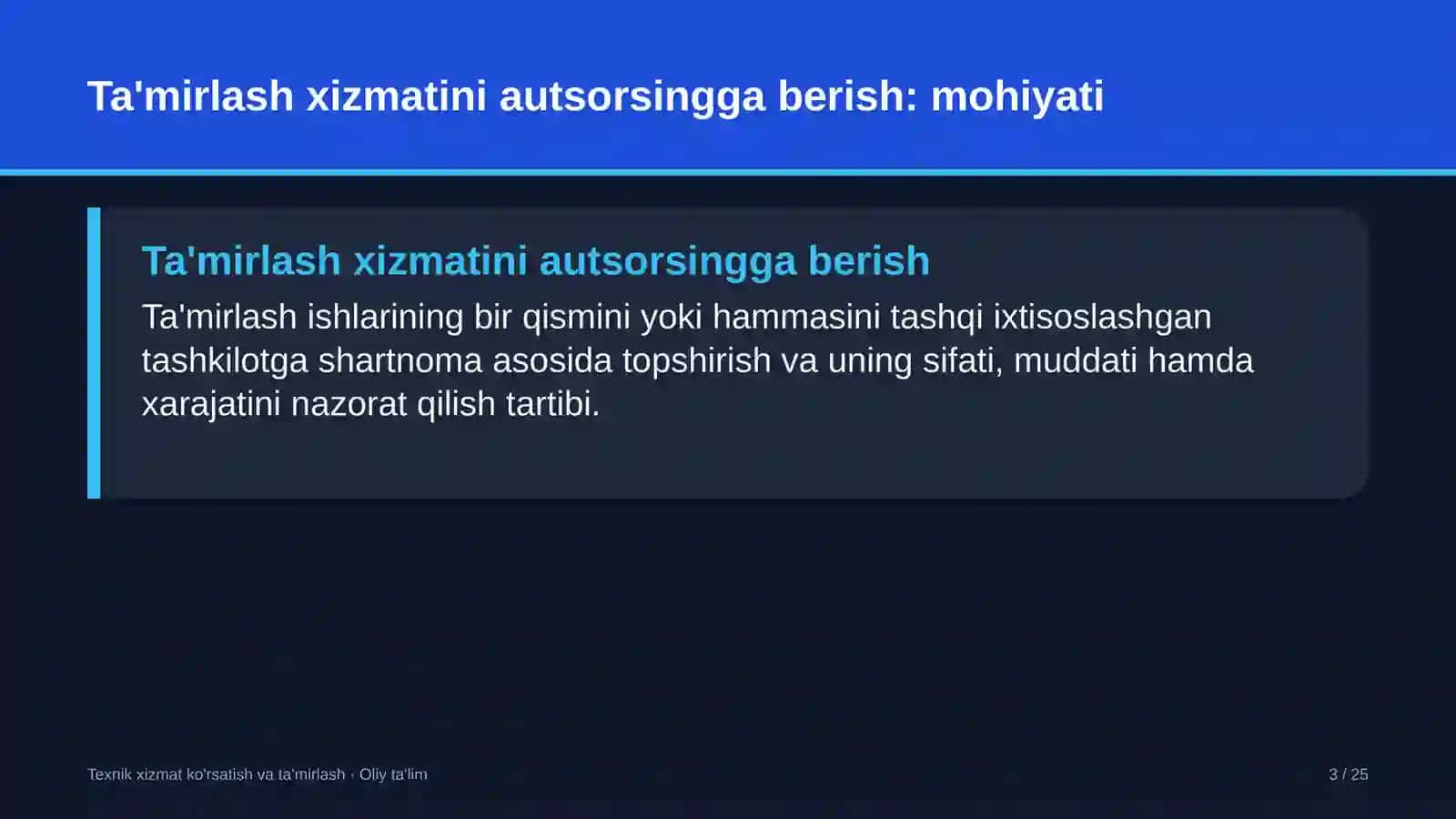 elektronika sanoatida ta'mirlash xizmatini autsorsingga berish 5319 3