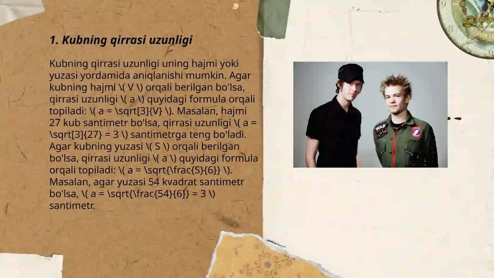 Kub qirralari uzunliklari yig'indisi 3