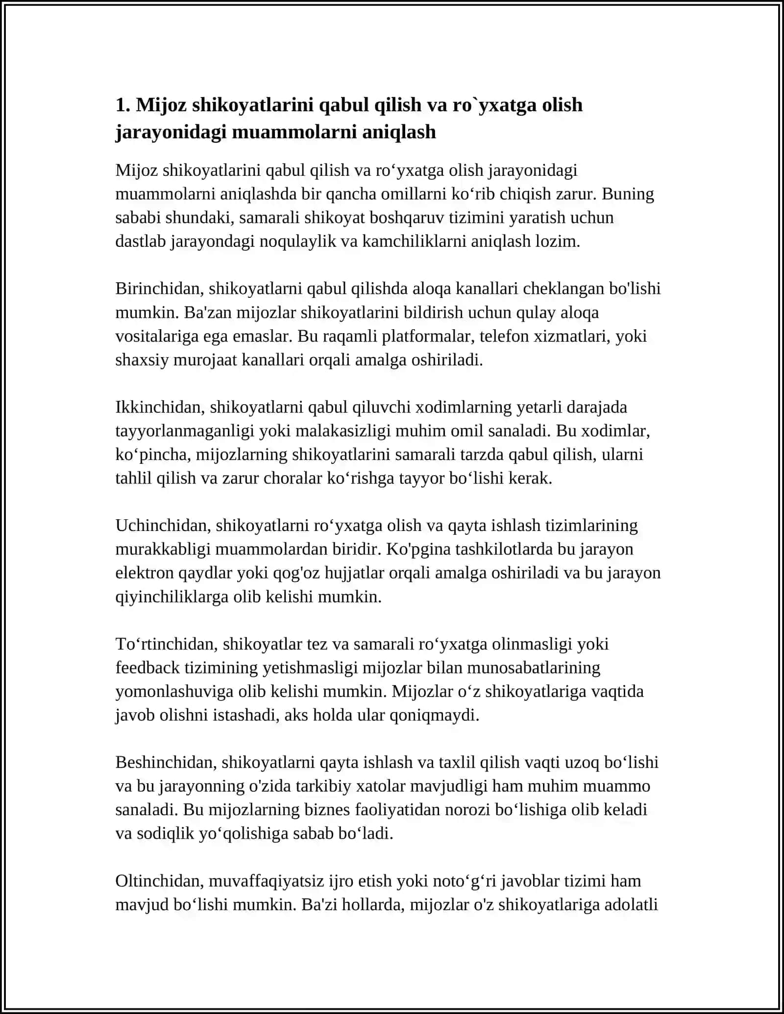 MIJOZ SHIKOYATLARININ BOSHQARISH BO`YICHA TIZIM ISHLAB CHIQISH 3
