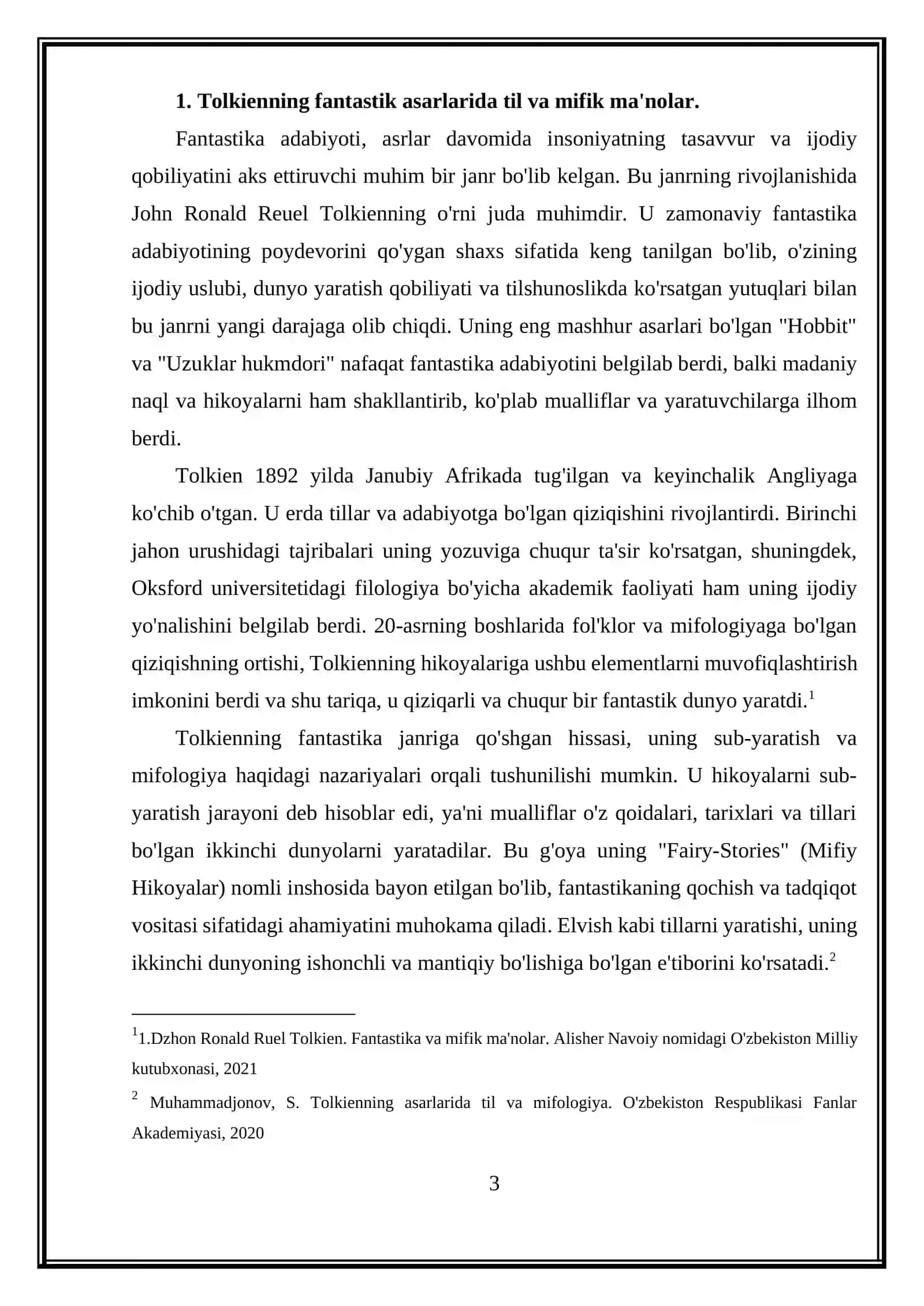John Ronald Reuel Tolkienning fantasiazko janaria qoshgan hissas 3