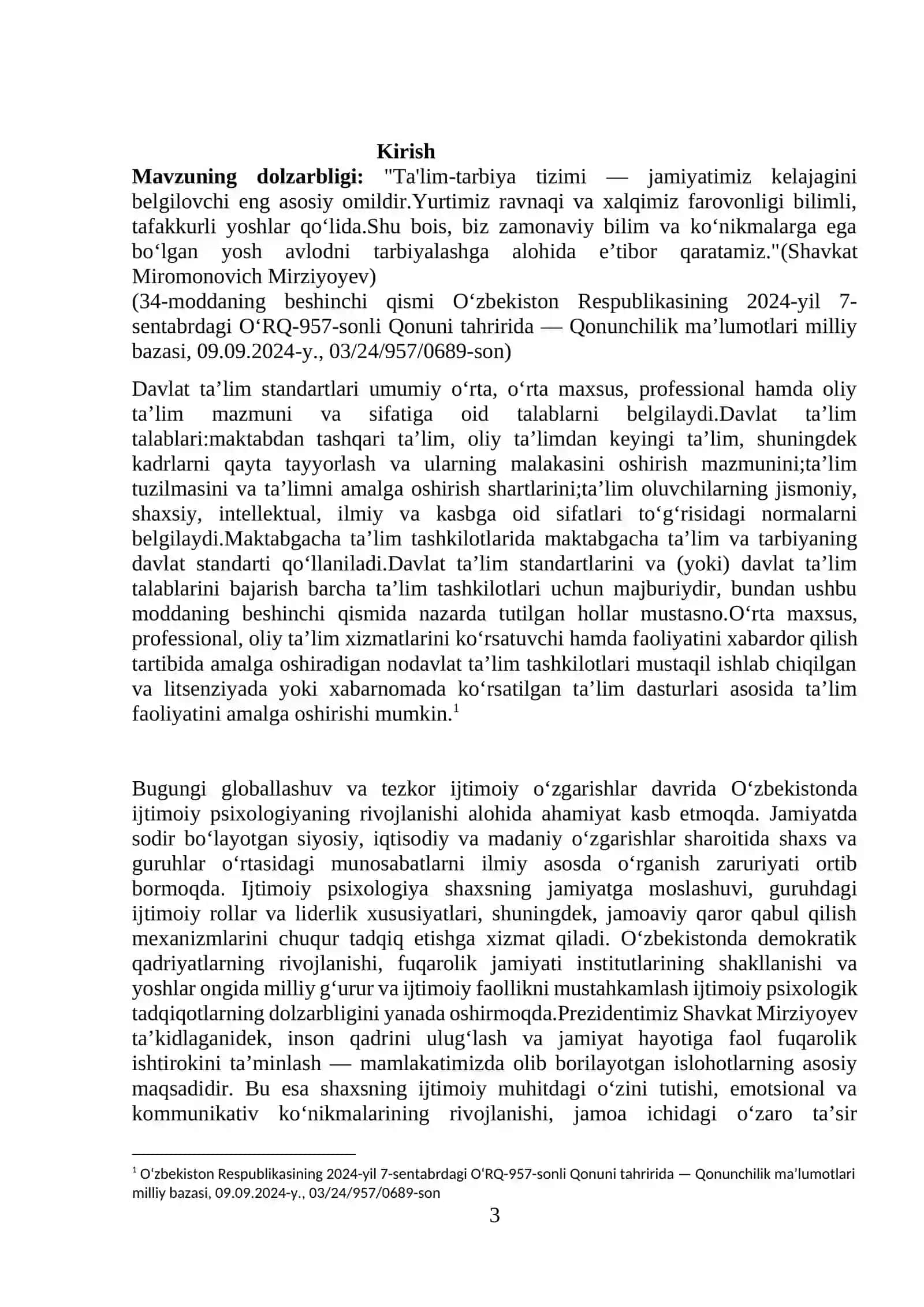 Ijtimoiy psixologiyaning O'zbekistonda rivojlanishi KURS ISHLARI 3