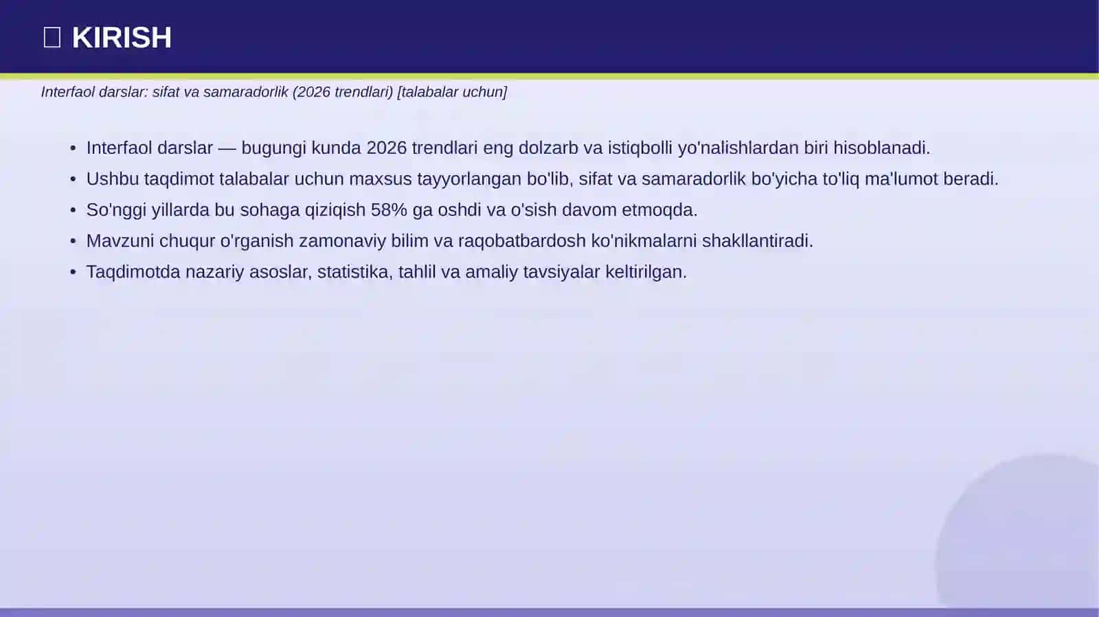 Interfaol darslar: sifat va samaradorlik (2026 trendlari) 3