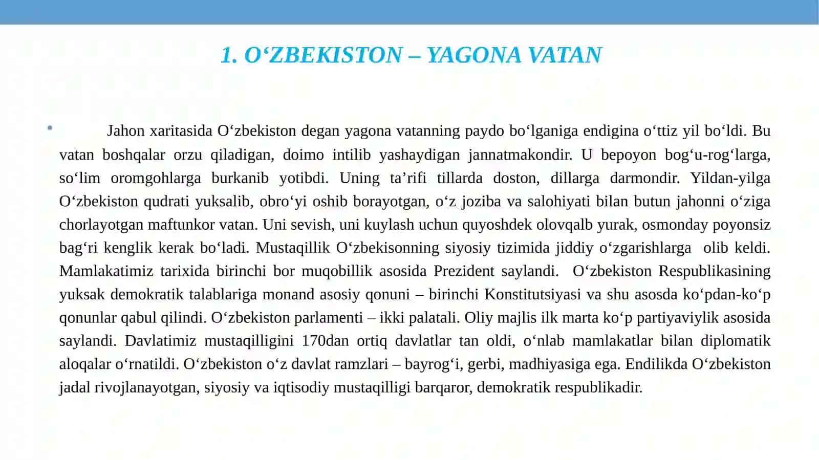 O‘ZBEKISTON – YAGONA VATAN 3