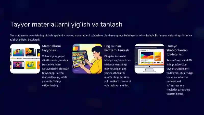 Treyler yaratish: Tayyor materiallardan reklama videosini tahrirlash 3