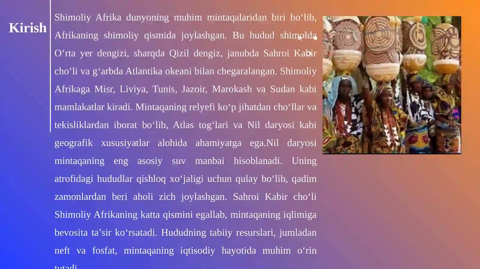 Shimoliy Afrika xalqlari xoʻjaligi va madaniyati 3