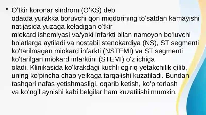 O'tkir koranar sindromi 3
