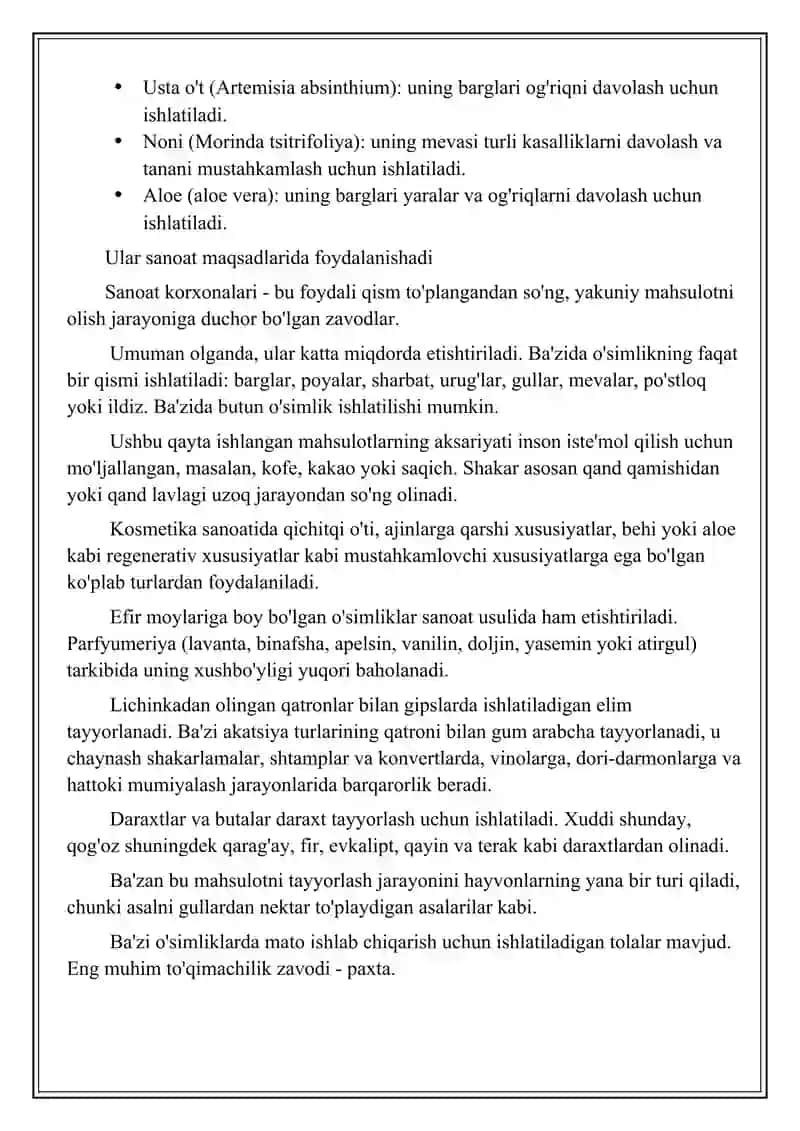 O'simliklar olamidan foydalanish va muhofaza qilish 3