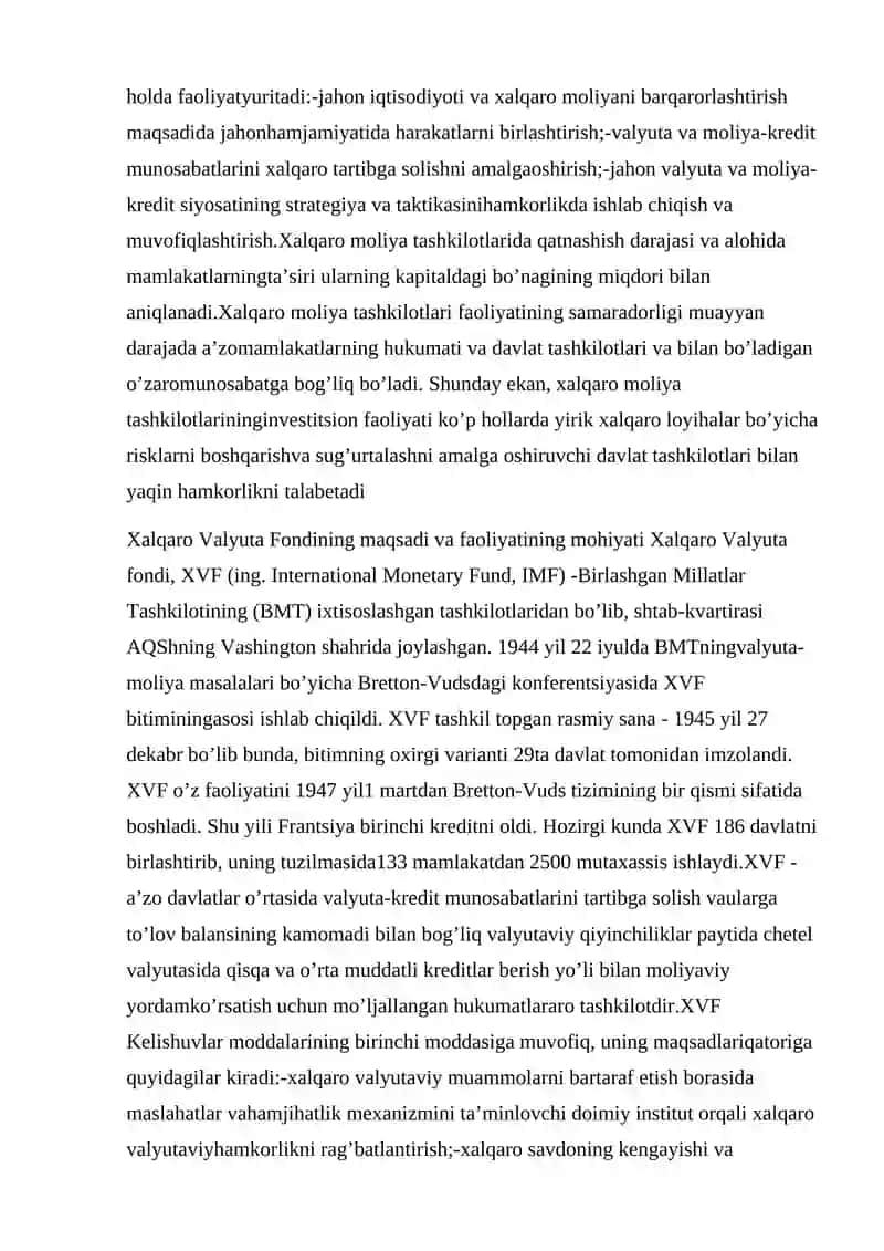 Xalqaro moliya tashkilotlarining tasniflanishi va umumiy tavsifi 3