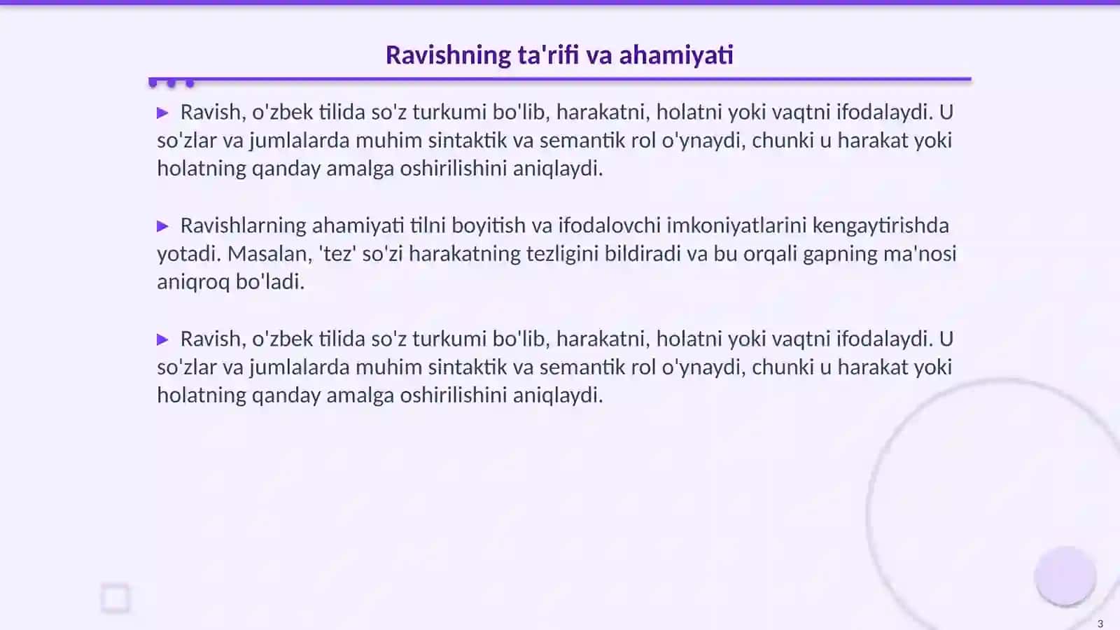 Ravish soʻz turkumi 3