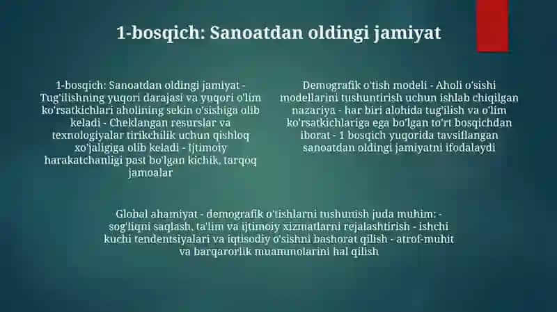 Demografik OʻTish Bosqichlari Va Ushbu Jarayonni Dunyo Hududlari BoʻYlab Ahamiyati 3