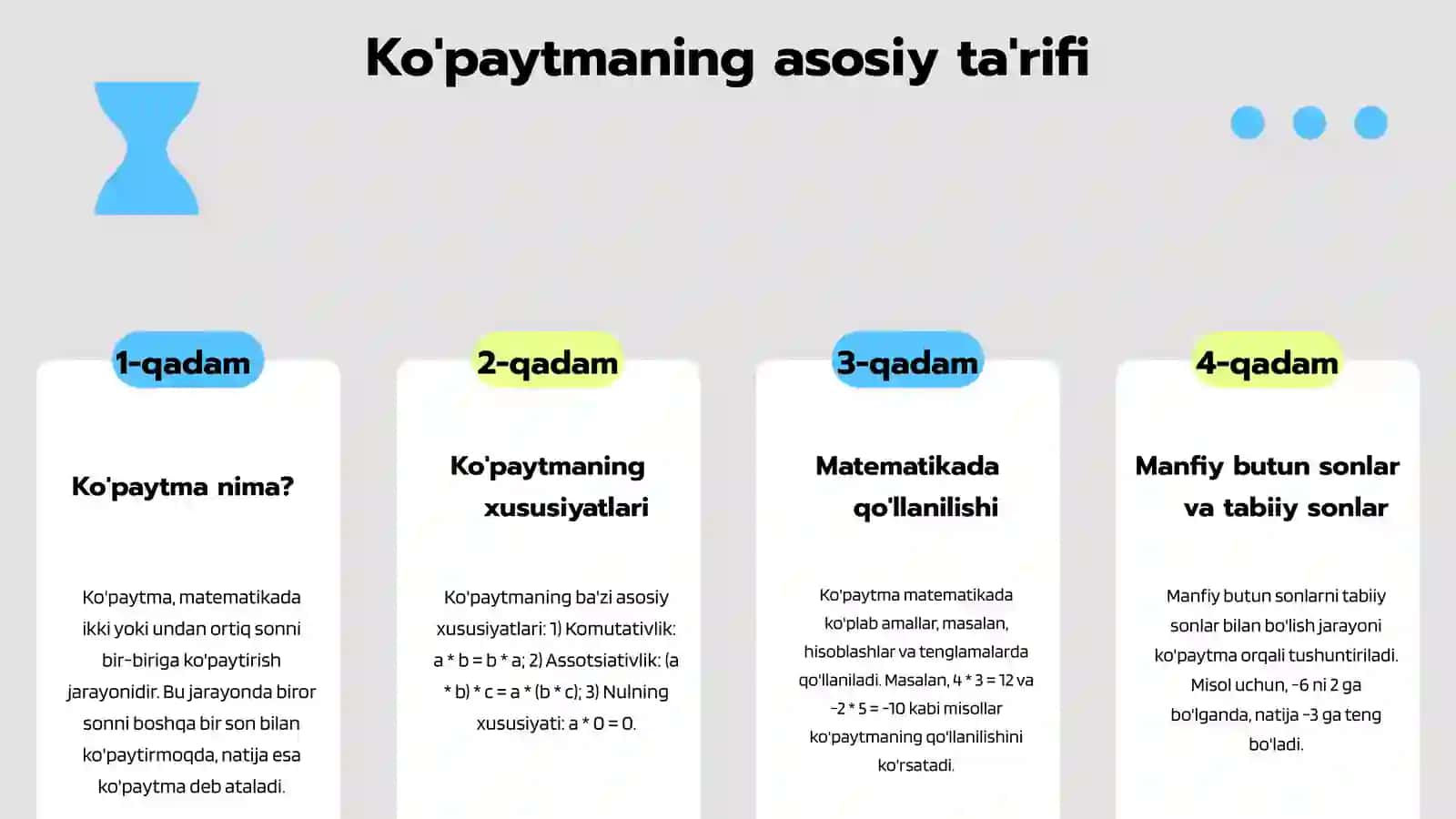 Ko'paytmaning Tarifi 3