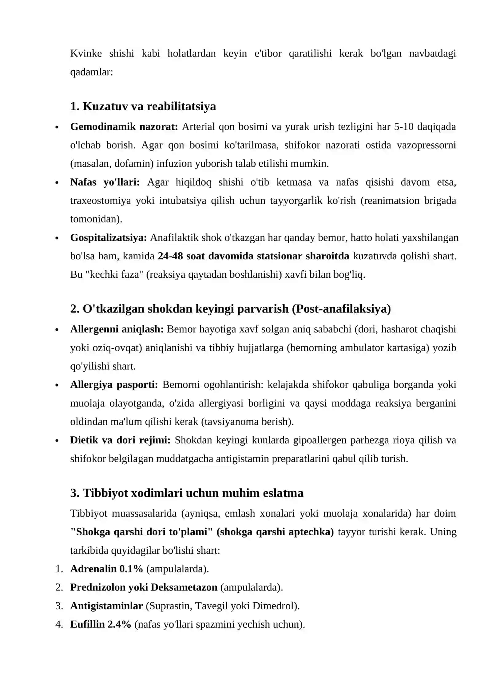 Allergik sinamalar qo`llash texnikasi. Kvinke shishishi. Anafilaktik shokda shoshilinch yordam 3
