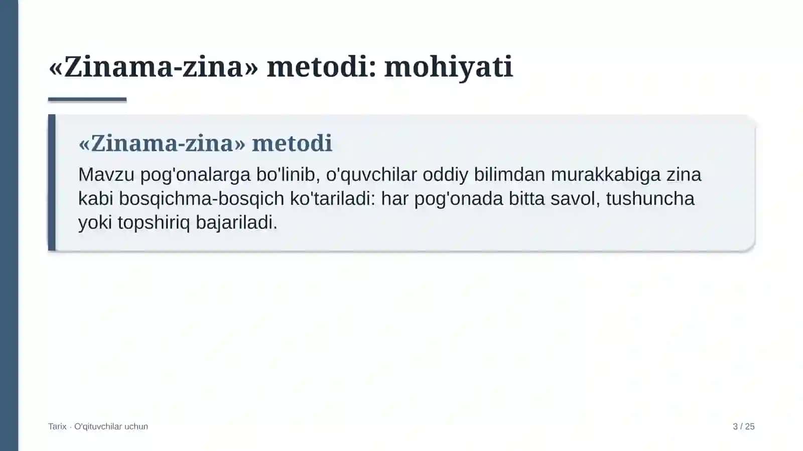 tarix darslarida zinama zina metodidan foydalanish 1399 3