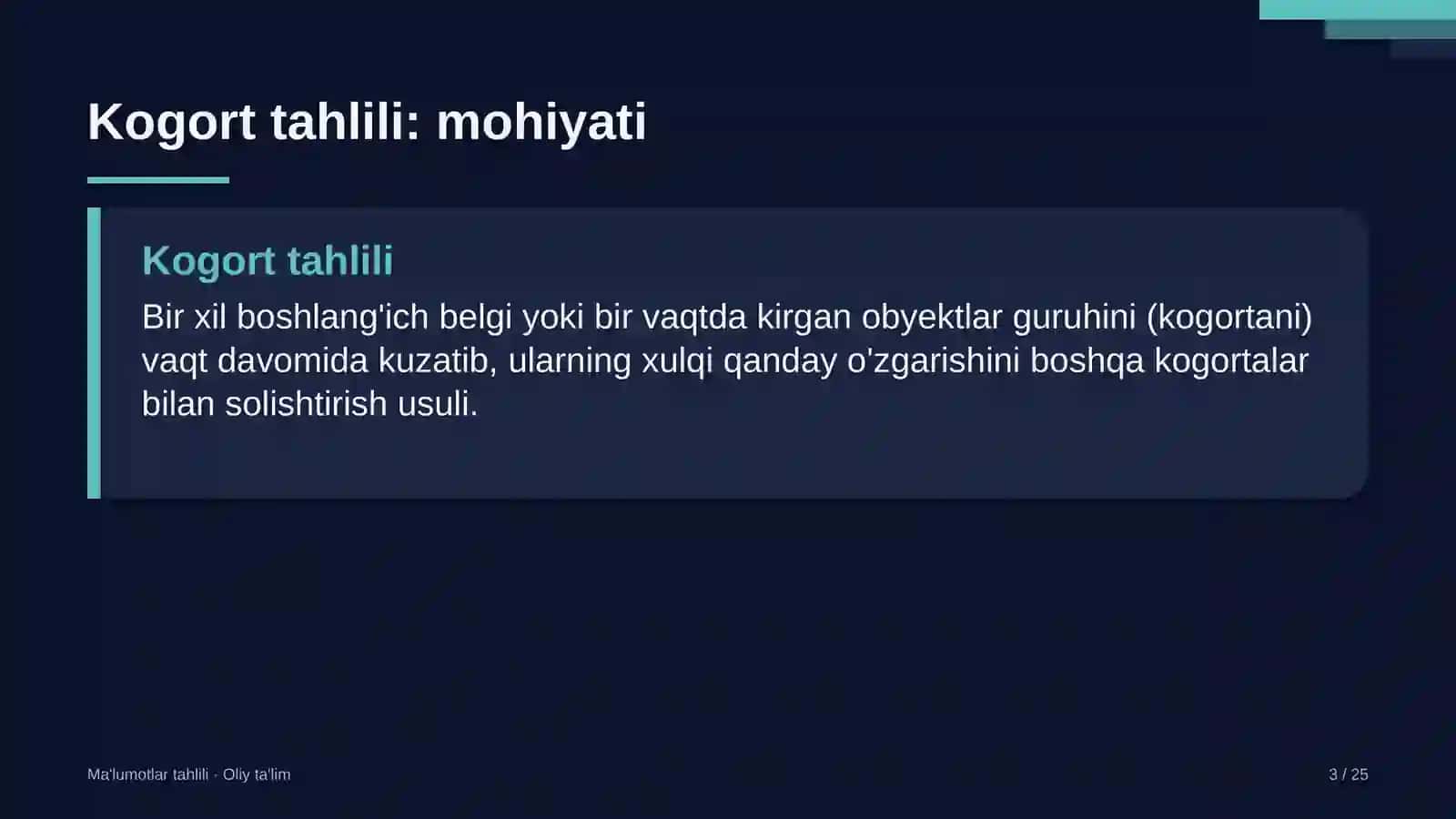 pardozlash materiallari ishlab chiqarishda kogort tahlilini o'tkazish 6749 3
