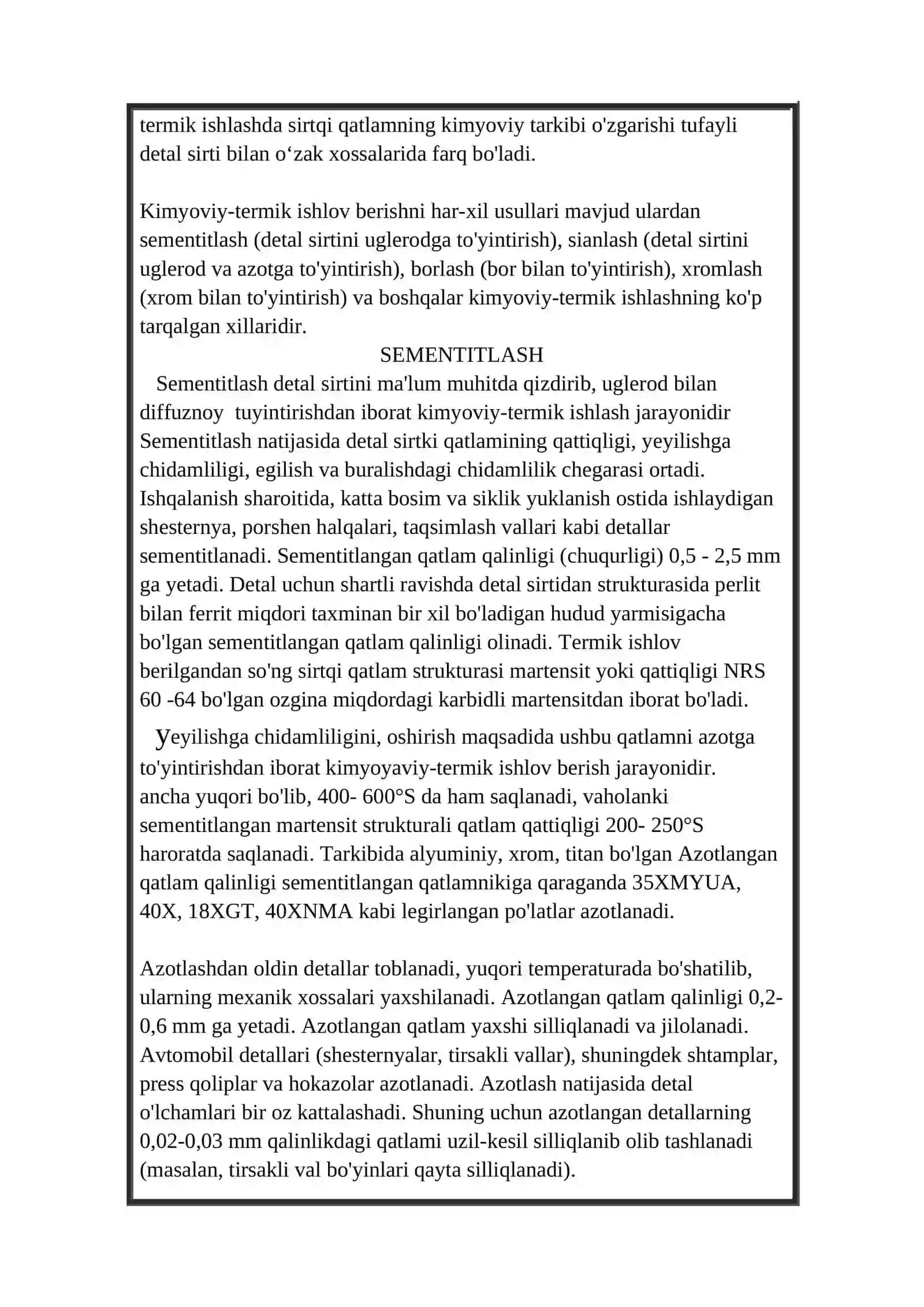 METALL YUZASINI KOROZIYABARDOSH QOPLAMALAR BILAN QOPLASHDA KIMYOVIY-TERMIK ISHLOV BERISH AHAMIYATI 3