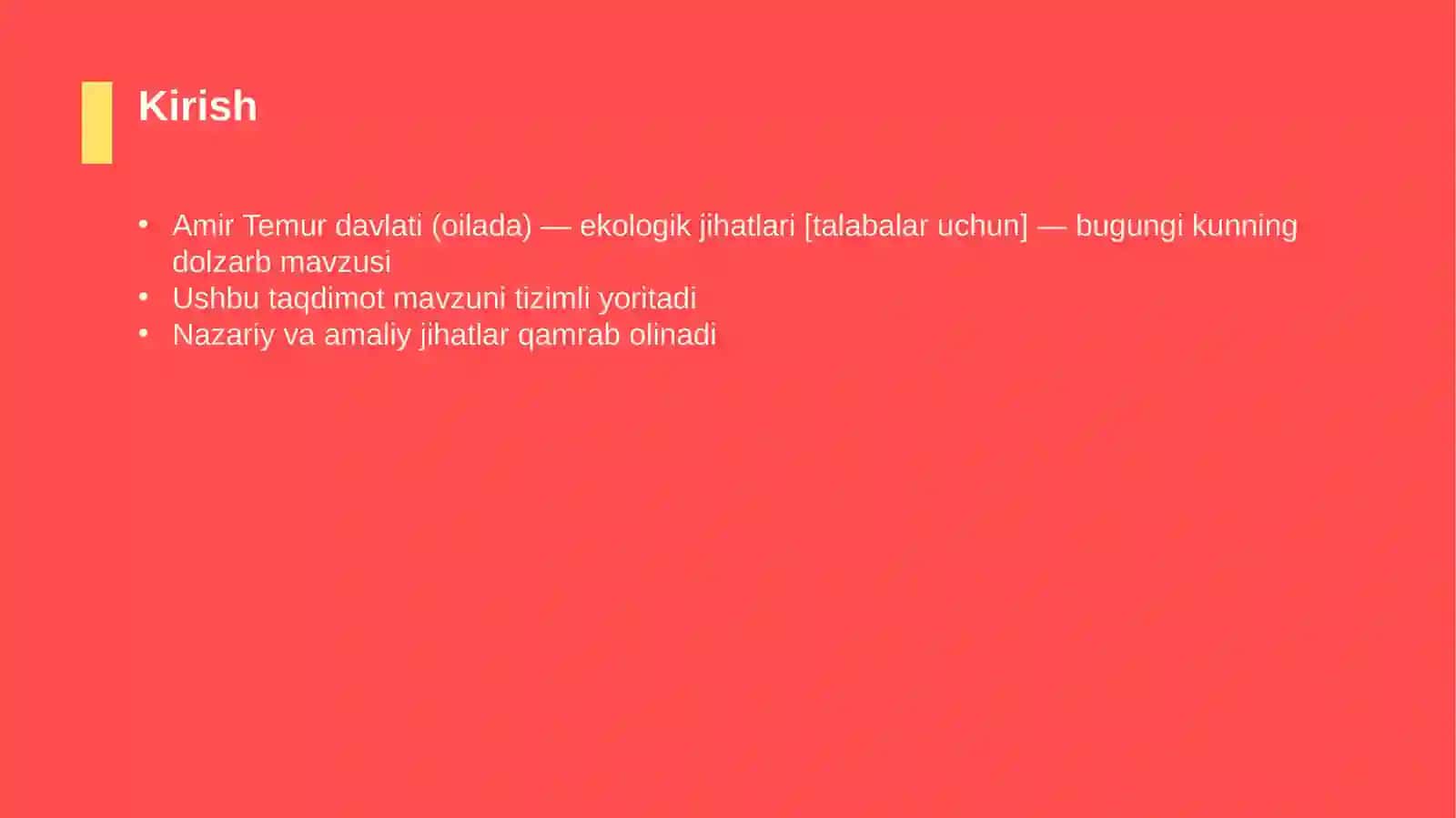 Amir Temur davlati (oilada) — ekologik jihatlari [talabalar uchun] 3
