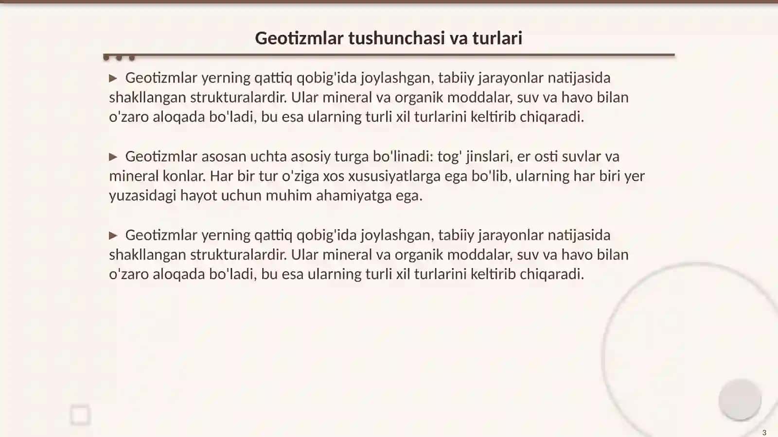 Geotizmlar va tirik organizmlarning hayotiy shakllari 3