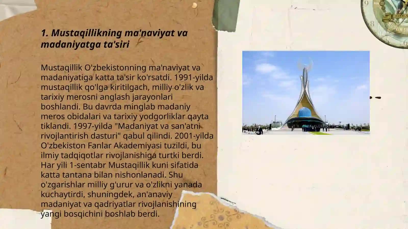 Mustaqillik yillarida Õzbekistondagi ma'naviy va madaniy taraqqiyot 3