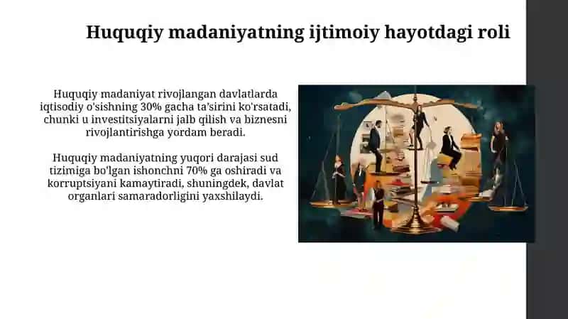 Huquqiy madaniyat – umumiy madaniyatning tarkibiy qismlari 3