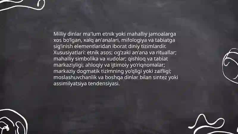 Milliy dinlar 3