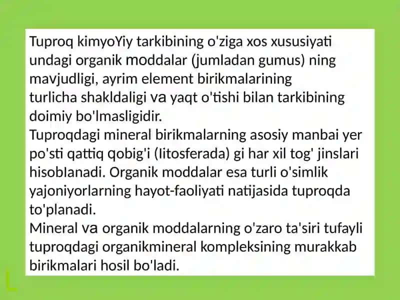 Tuproqning kimyoviy tarkibi 3