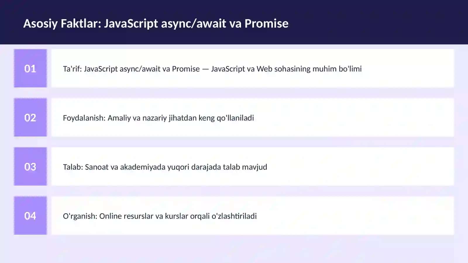 JavaScript async/await va Promise 3