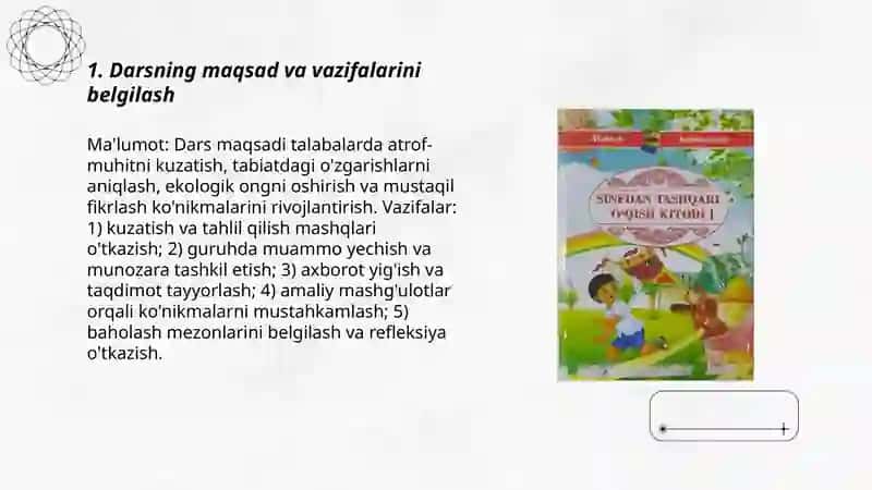 Sinfdan tashqari oʻqish darsi namunasini ishlab chiqish(4-sinf) 3