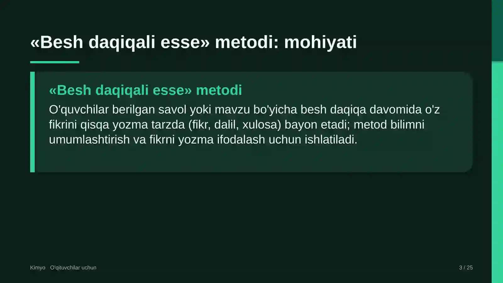 kimyo darslarida besh daqiqali esse metodidan foydalanish 1049 3