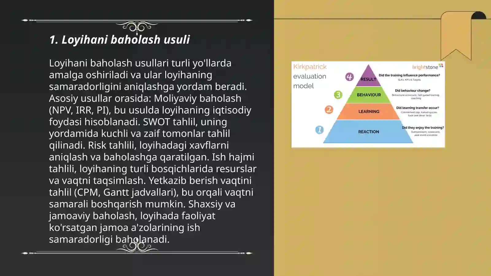 Loyihani baholash usuli 3