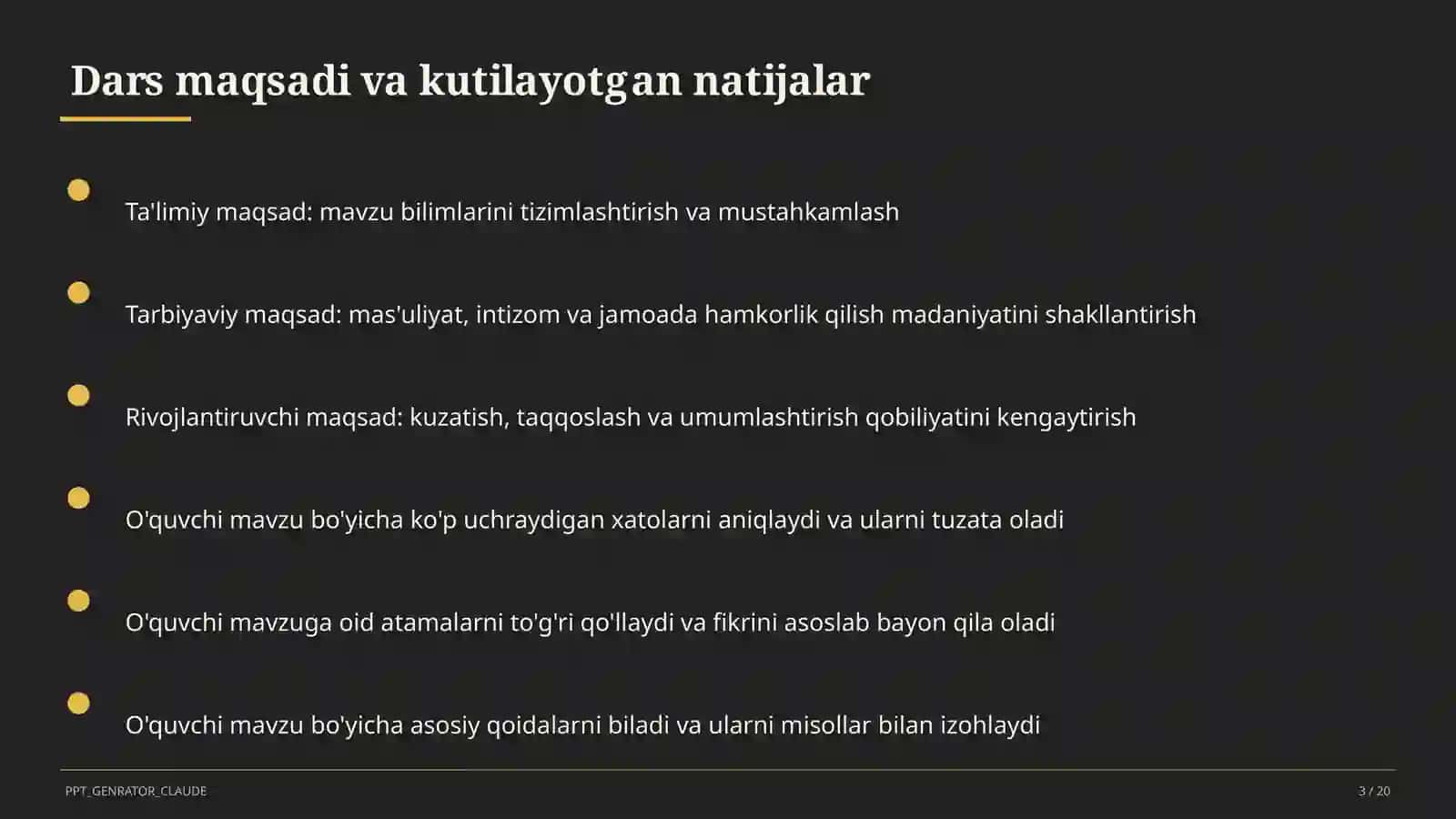 Sinf soati va tarbiyaviy tadbirlar (1-11) - o'qituvchilar uchun 3