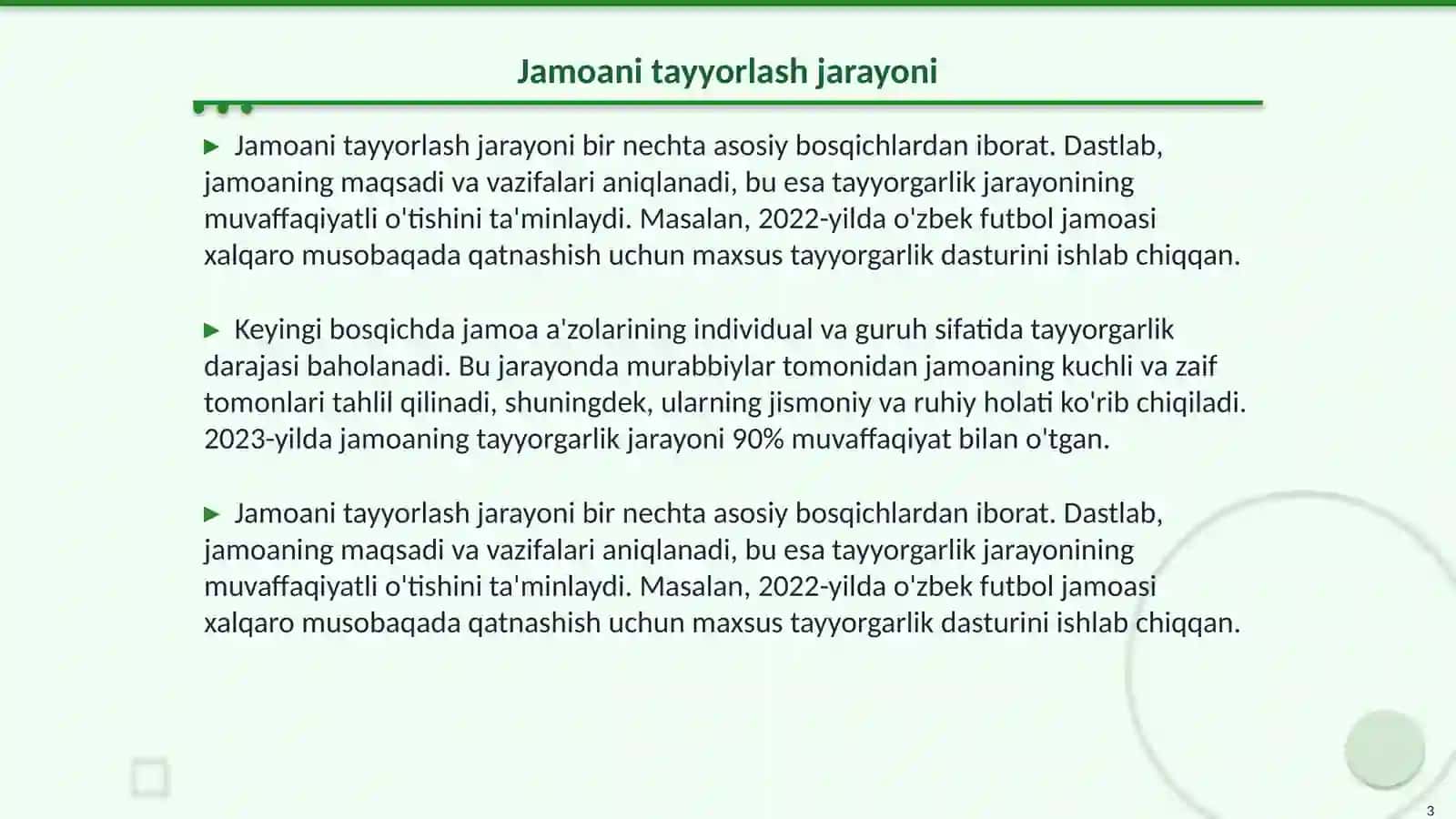 Jamoani musobaqaga tayyorlash va uni boshqarish 3