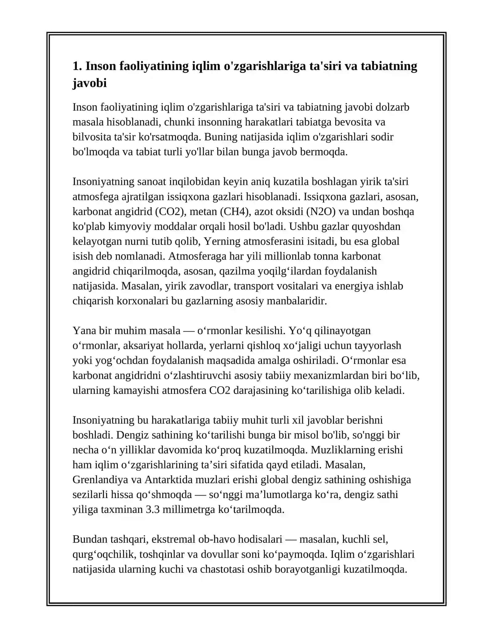 INSON FAOLIYATINING TABIYATGA TA'SIRI VA TABIYATNING JAVOBI 3