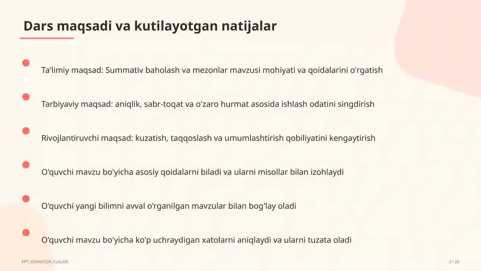 Summativ baholash va mezonlar 3