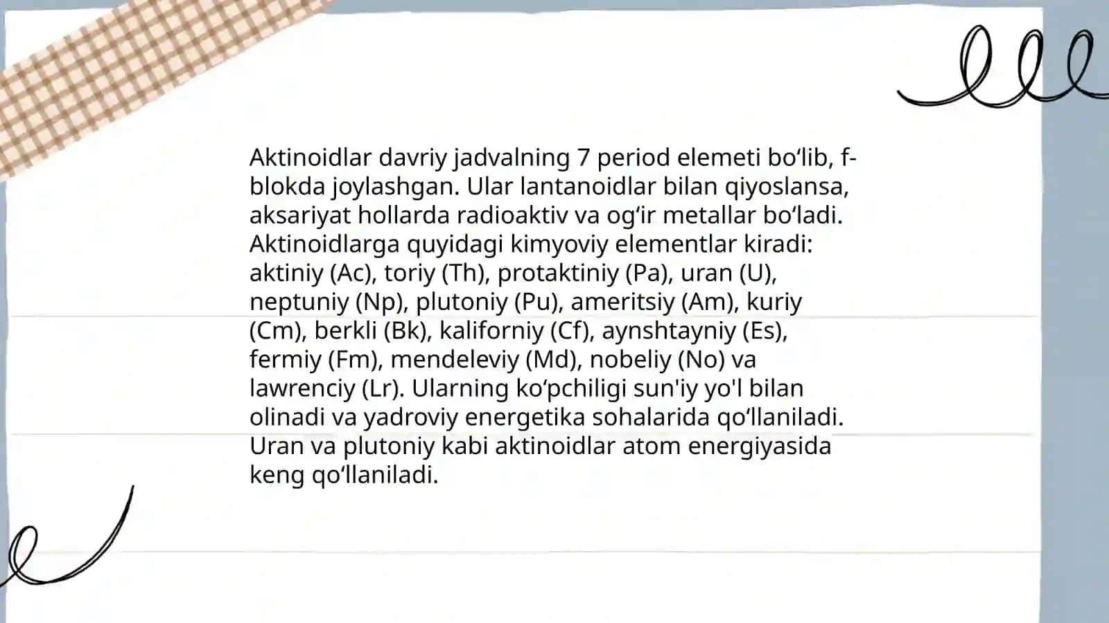 Aktinoidlar, Radiokimyo, Transuran Elementlar 3