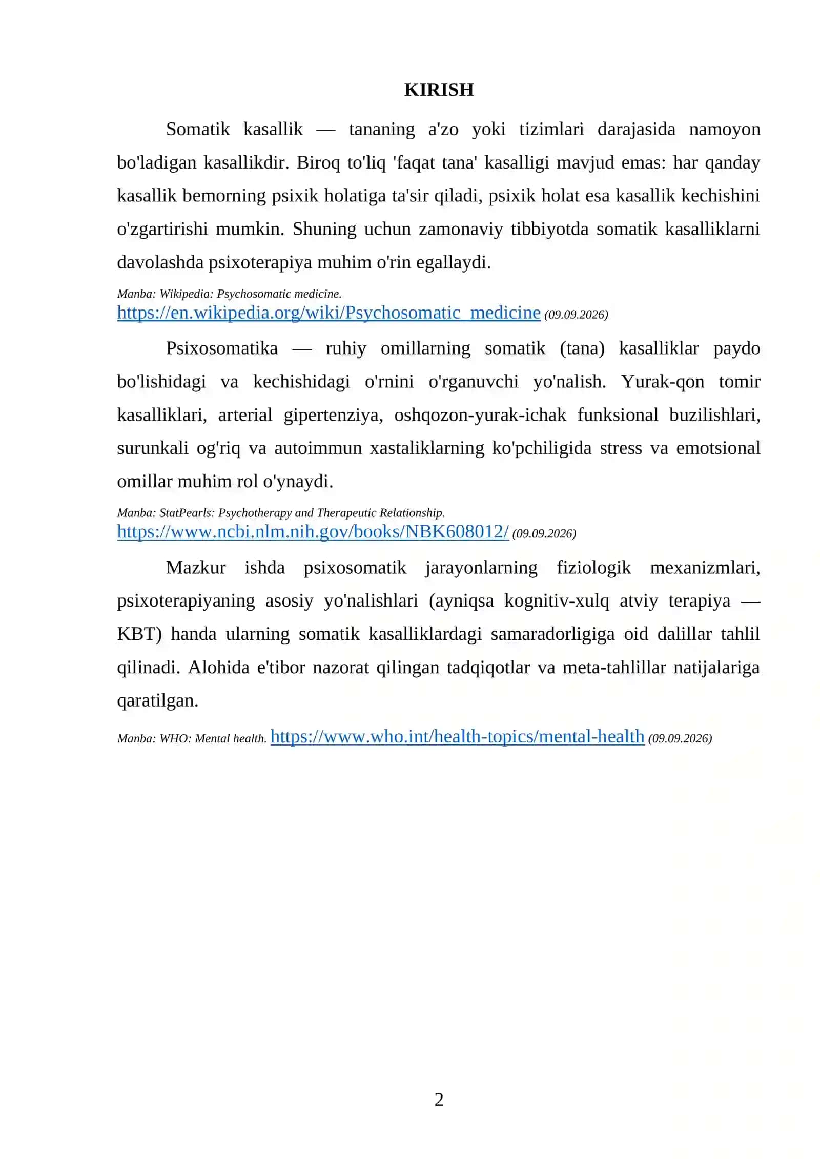 SOMATIK KASALLIKLARDA PSIXOTERAPIYANING SAMARADORLIGI 3