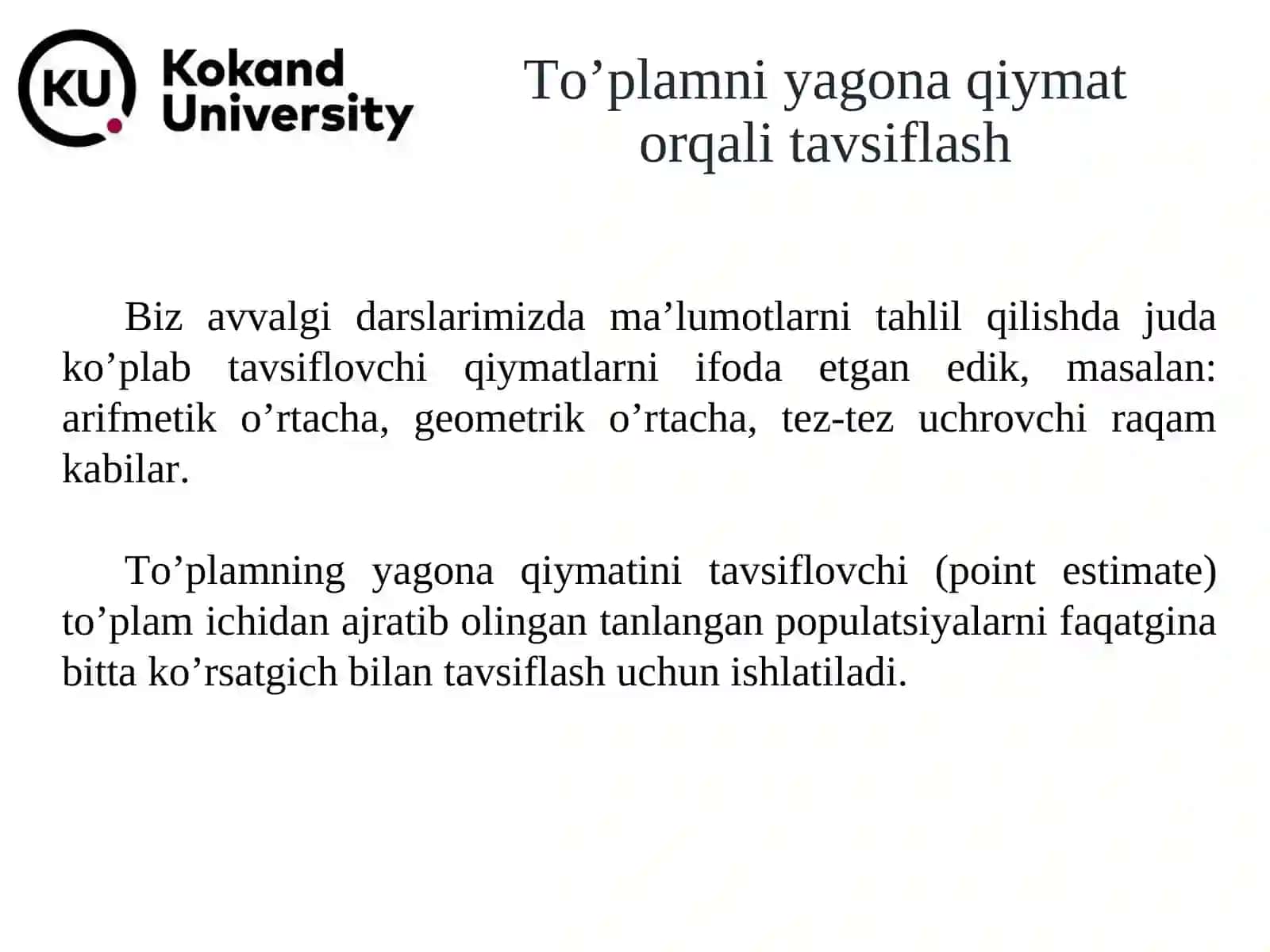 Faraz va ishonch oraliqlari 3