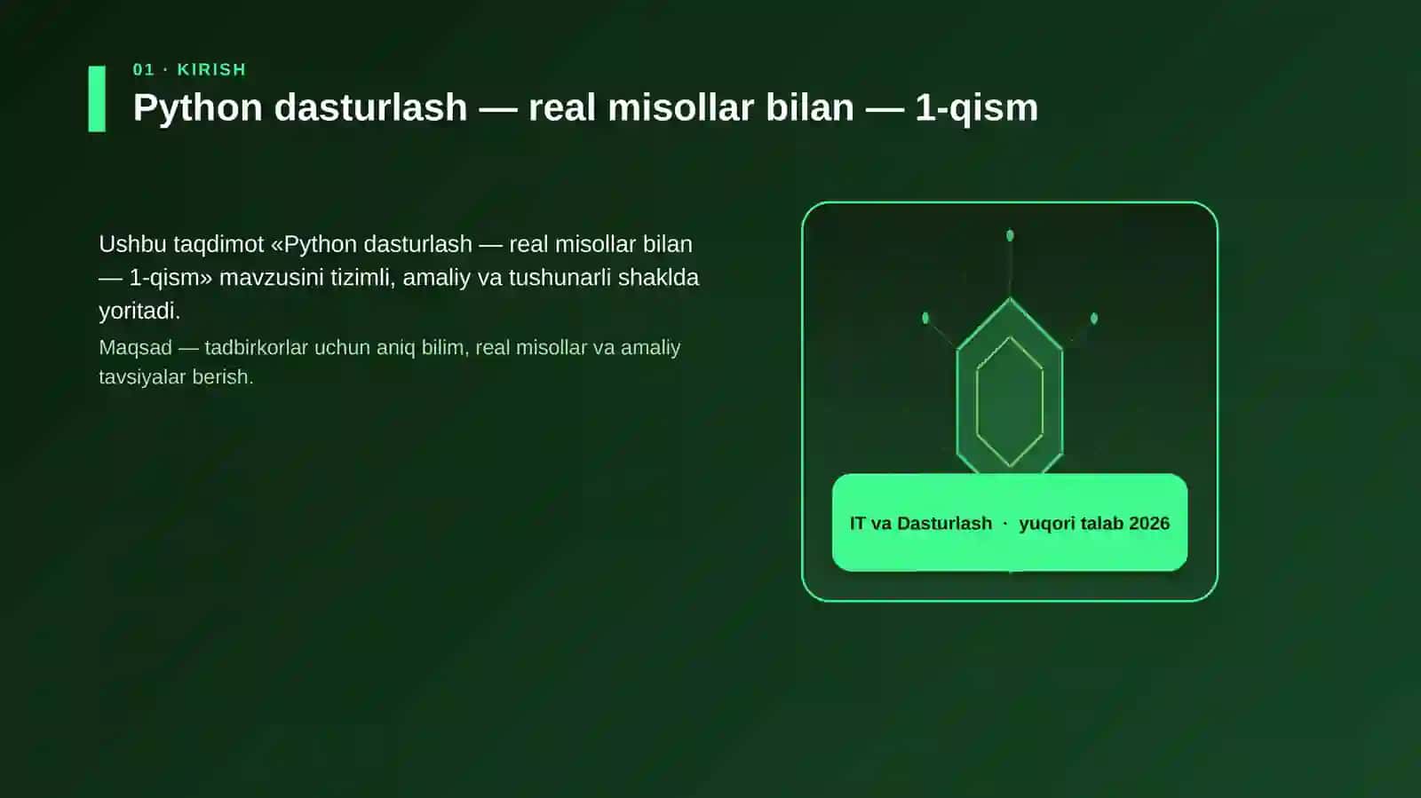 Python dasturlash — real misollar bilan — 1-qism 3
