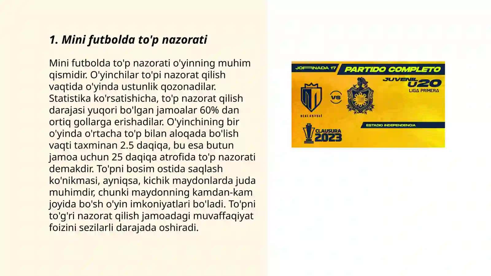 Mini futbol oʻyin texnikasi 3