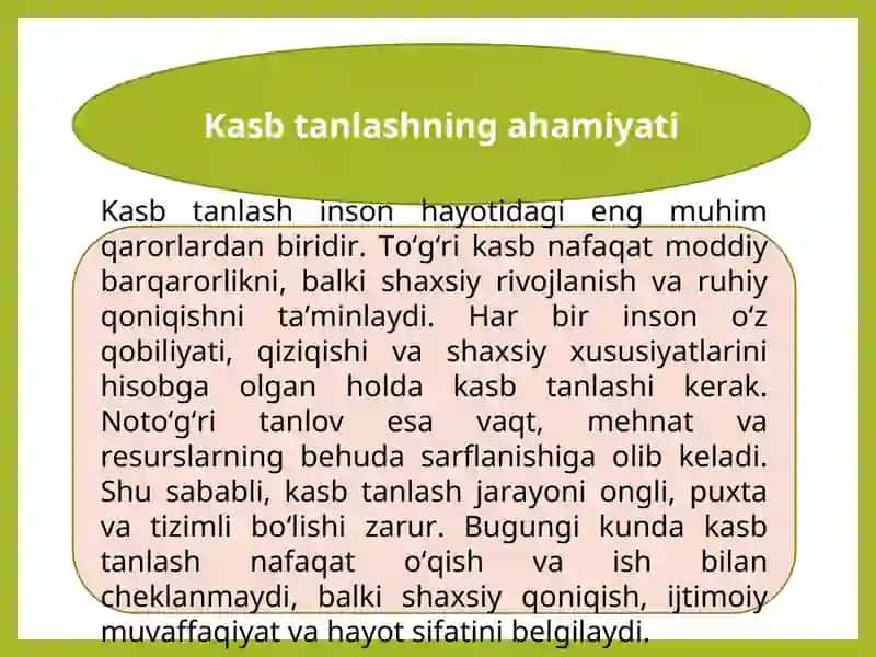 Kasb tanlashda yanglishmaslik 3