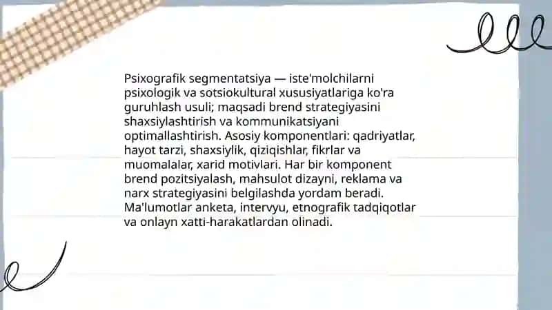 Psixografik va Xulq-atvoriy Segmentlash 3