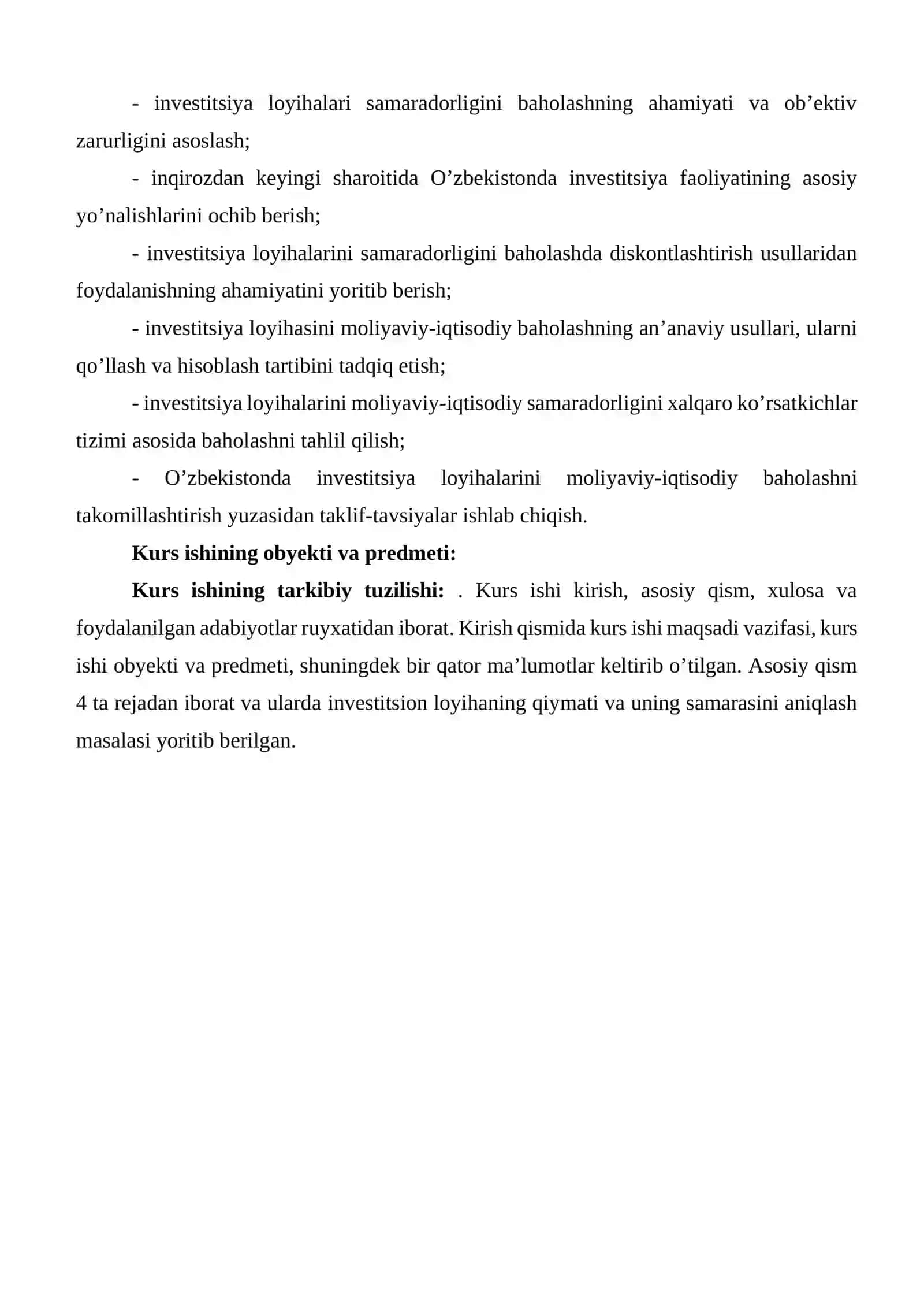 Investitsion loyihaning qiymati va samaradorligi 3