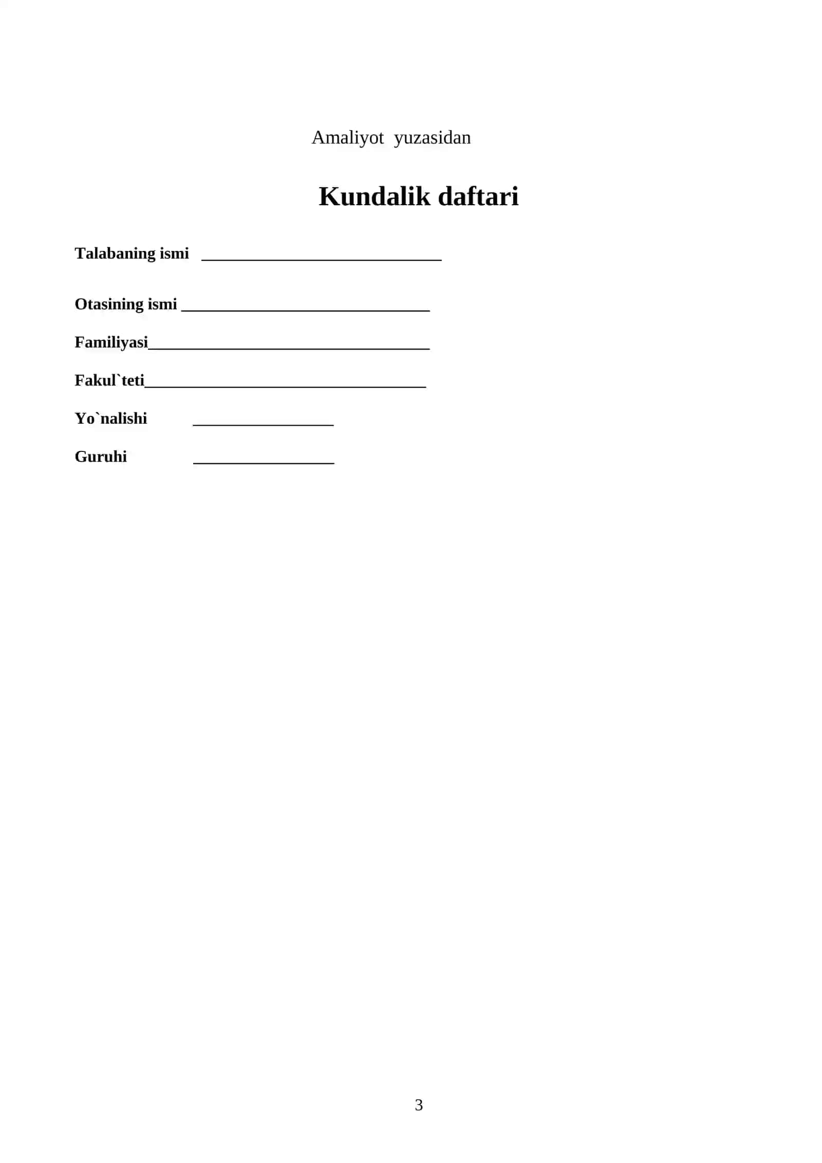 Kundalik Daftari 3